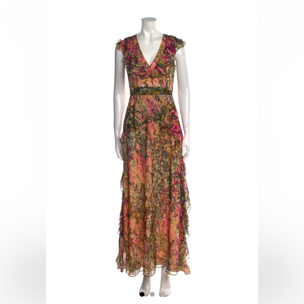 Badgley Miska Sz 0 silk floral gown